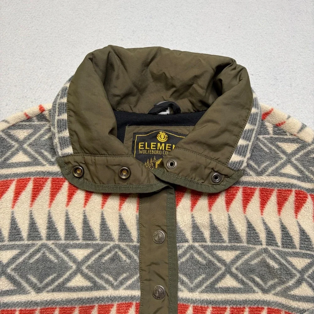 Element Fleece Pullover Women XS Grey Red Aztec Wolfeboro Snap Neck Geometric - Picture 3 of 12